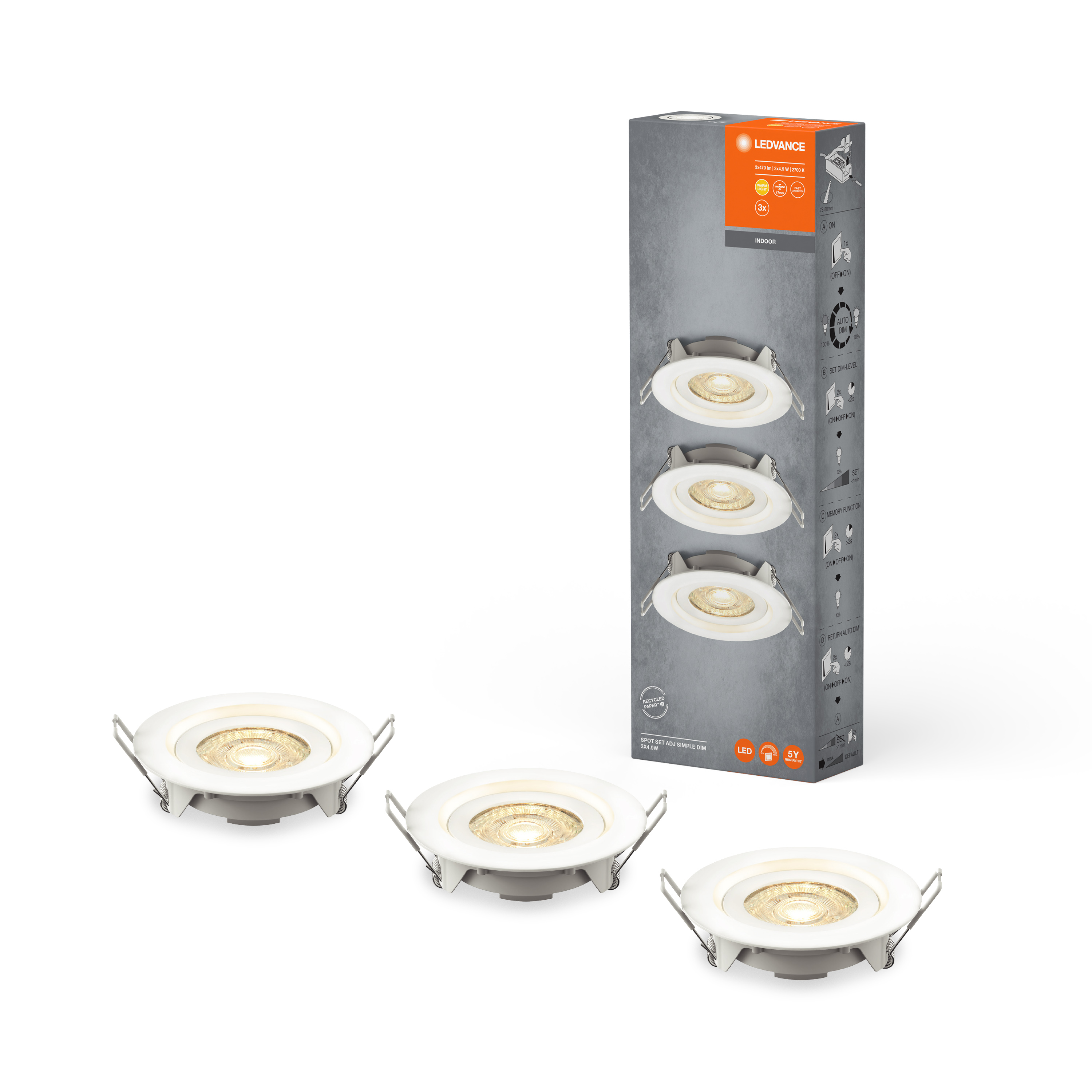 LED SPOT SET RECESS SIMPLE DIM